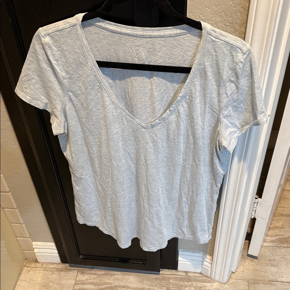 Lululemon heathered light blue v neck t shirt